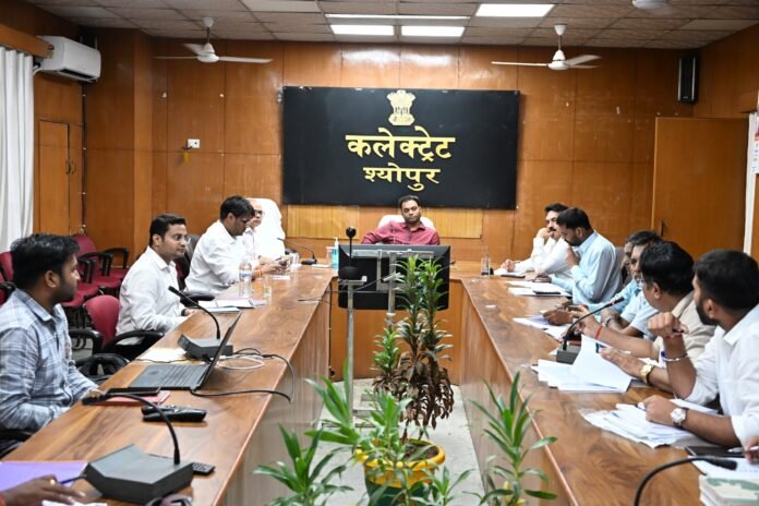 श्योपुर जलावर्धन योजना की समीक्षा करते आयुक्त संकेत भोडवे श्योपुर जलावर्धन योजना की समीक्षा करते संकेत भोडवे